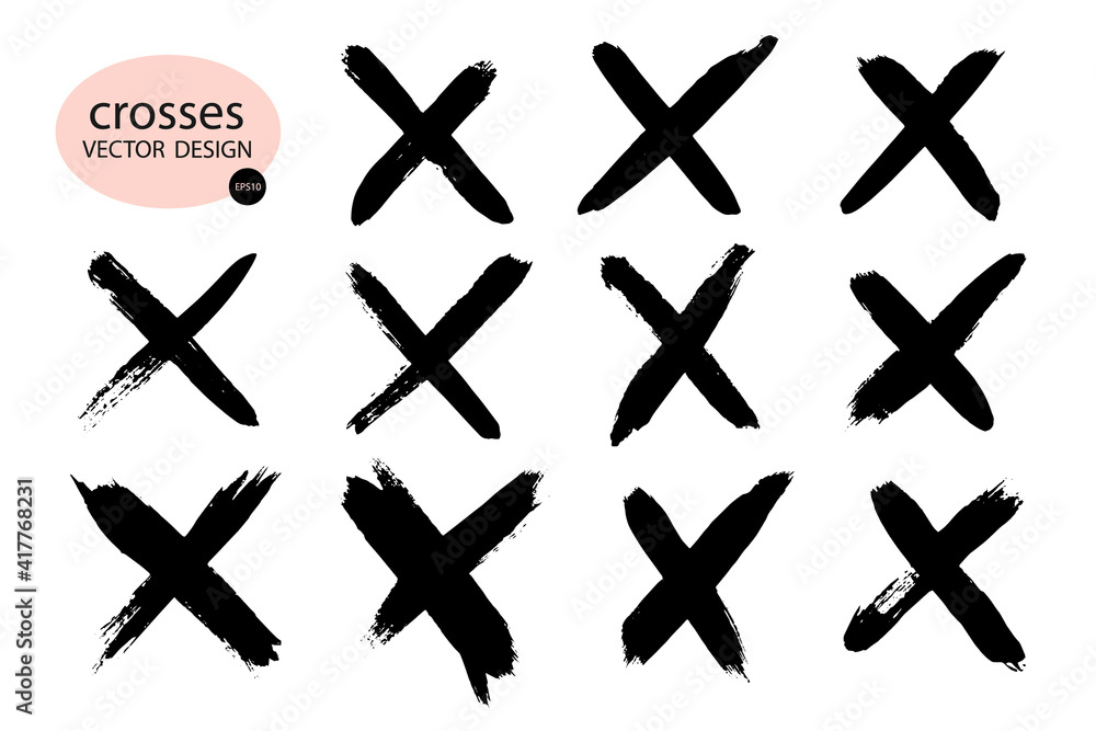 Letter X logo.Cross sign graphic symbol.A set of hand-drawn characters.Crossed strokes.Vector illustration. Letter X logo.Cross sign graphic symbol.A set of hand-drawn characters.Crossed strokes.Vector illustration.