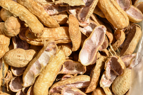 closeup of boiled peanuts shell