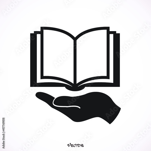 flat hand giving the book icon - vector illustration