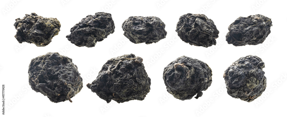 A set of green oolong tea. Isolated on a white background A set of green oolong tea. Isolated on a white background