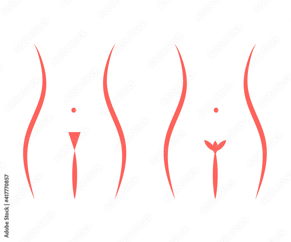 Bikini area depilation. Silhouette of a woman. Vector illustration. Bikini area depilation. Silhouette of a woman. Vector illustration.