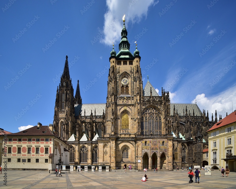 Fototapeta premium The Metropolitan Cathedral of Saints Vitus, Wenceslaus and Adalbert in Prague is part of Prague Castle, Central Bohemiax.