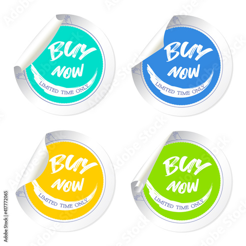 Vector set of colored stickers with different curled corners. Isolated objects.