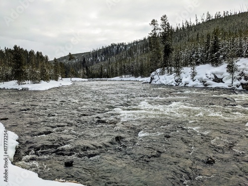 Winter River in the Mountains