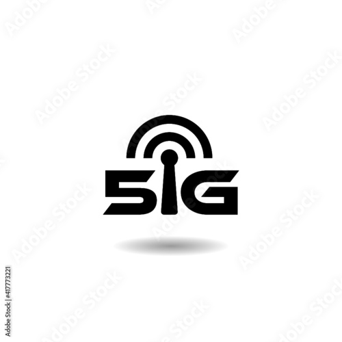 Simple 5G icon with shadow