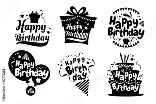 Set of happy birthday lettering vector for sublimation