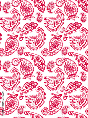 Set of paisley eastern outline mandala folk henna tattoo pink textile texture fabric paper print seamless pattern