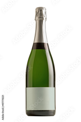 Champagne bottle isolated on white + clipping path.