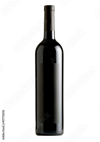 A bottle of red wine, isolated on white + clipping path.