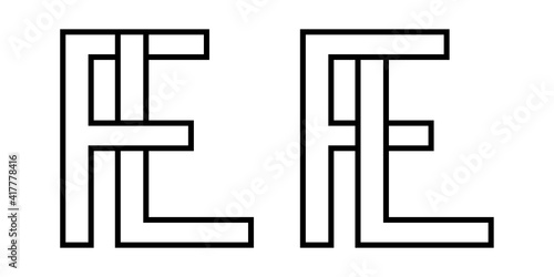 Logo sign fl lf icon sign interlaced letters L, F vector logo lf, fl first capital letters pattern alphabet l f
