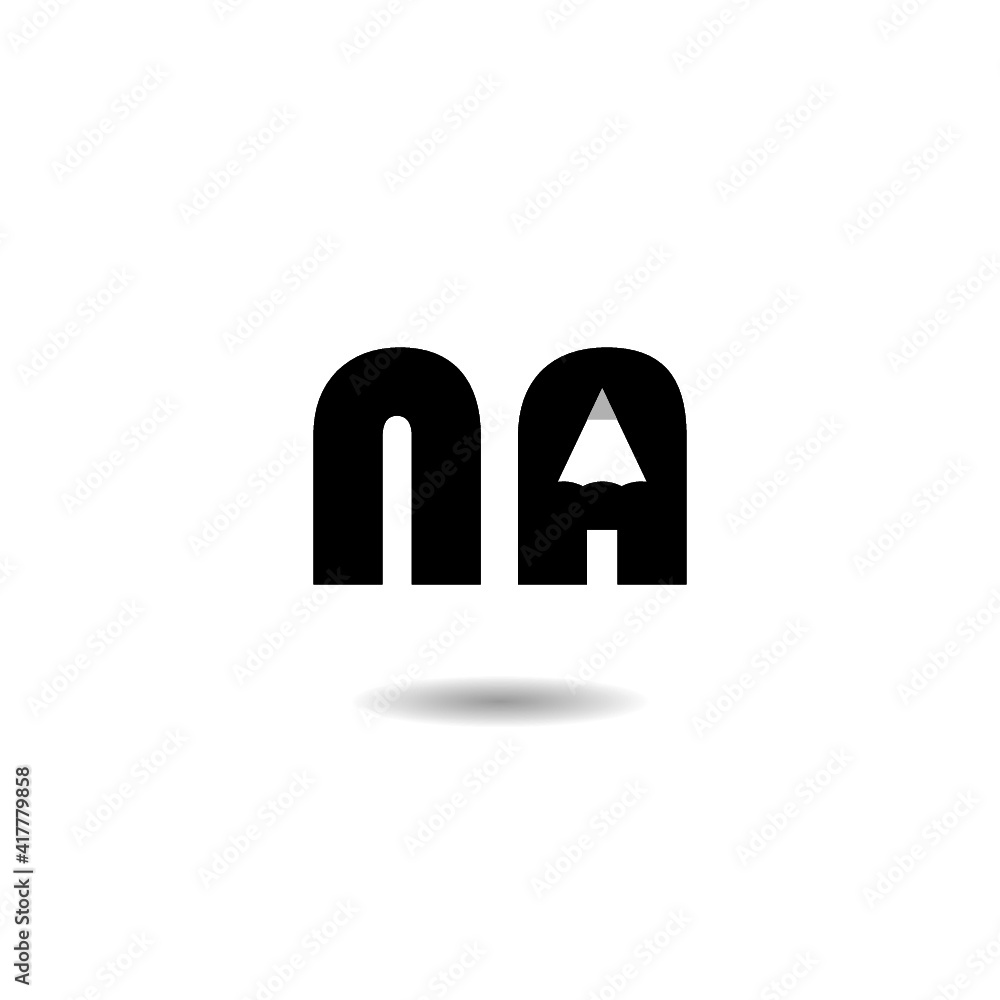 Initial Letter NA Logo Design with shadow Initial Letter NA Logo Design with shadow