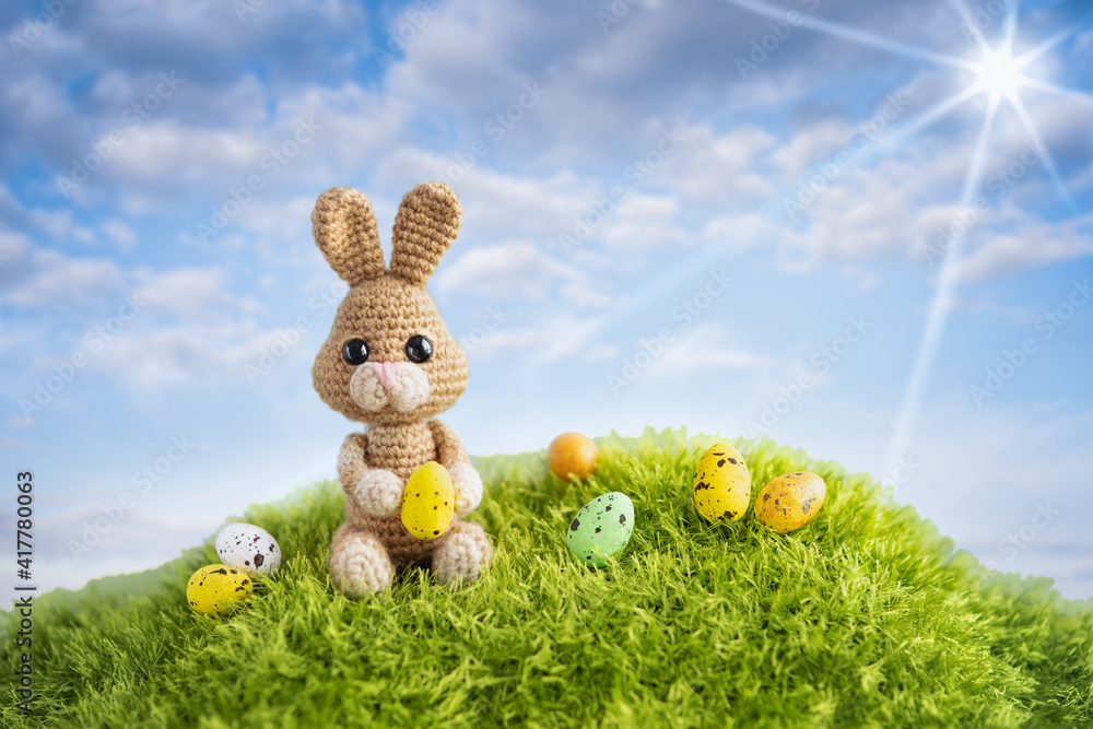 Fototapeta premium Easter bunny and Easter eggs