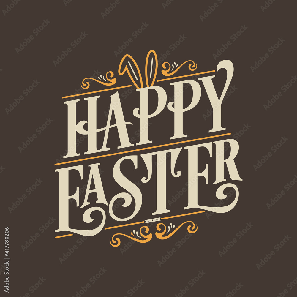 Happy Easter, beautiful calligraphic Easter design
