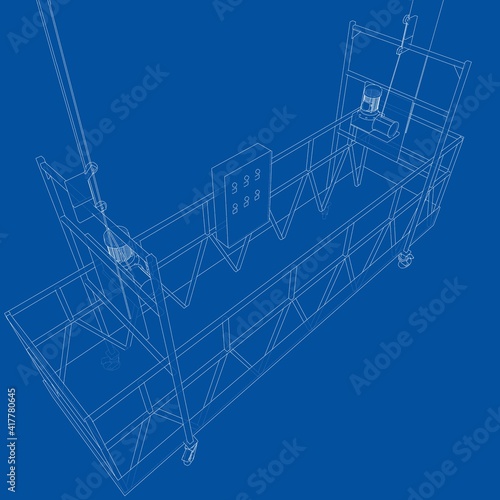 Empty construction elevator. Vector