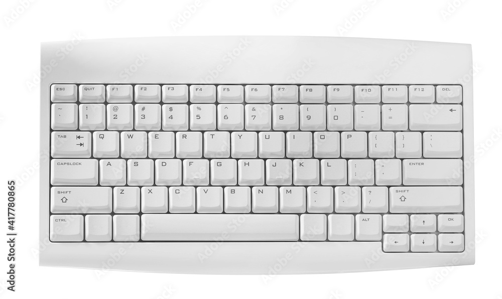 White Keyboard isolated with clipping path over white background White Keyboard isolated with clipping path over white background