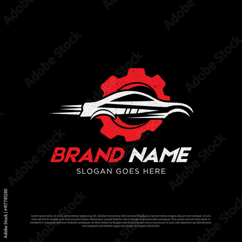 auto car modification logo vector image, repair automotive logo shield