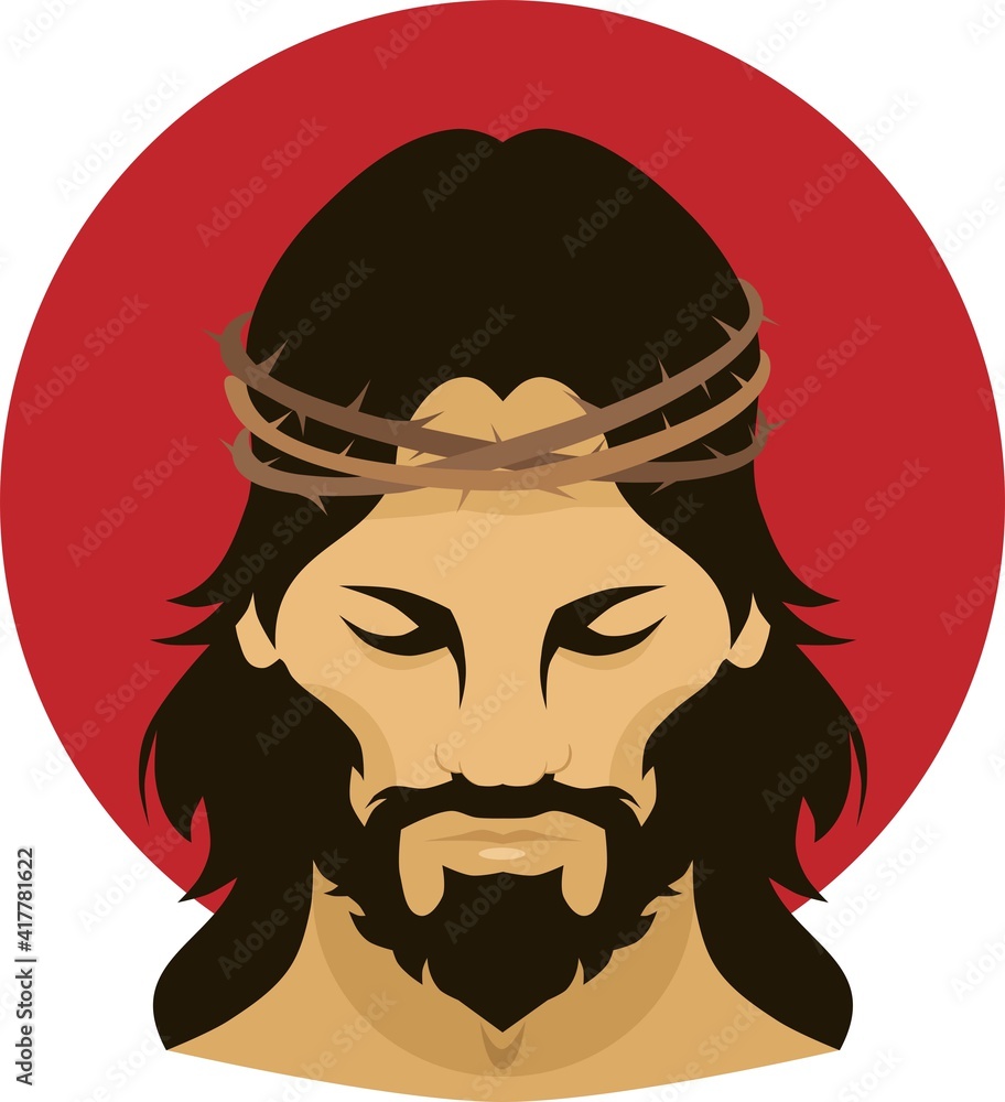 Jesus with crown of thorns Stock Vector | Adobe Stock