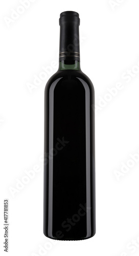 A bottle of red wine, isolated on white.