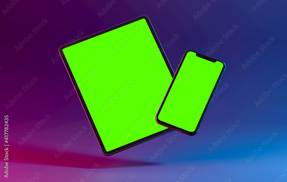 Isolated Devices Mockup - 3d rendering. Isolated Devices Mockup - 3d rendering.