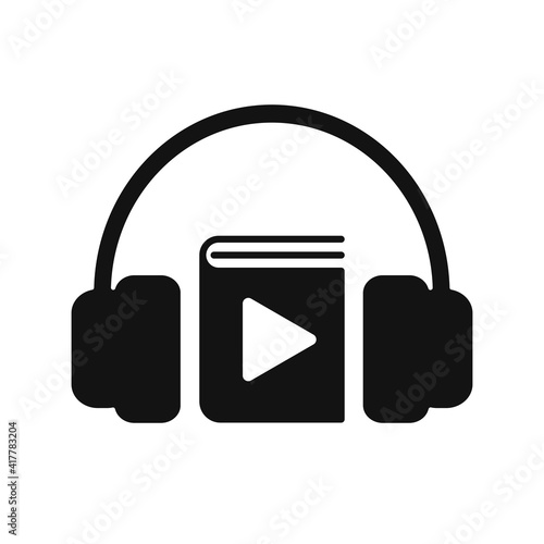 Audiobook icon. Trendy flat vector Audiobook icon on white background from E-learning and education, black sign for mobile concept and web design.