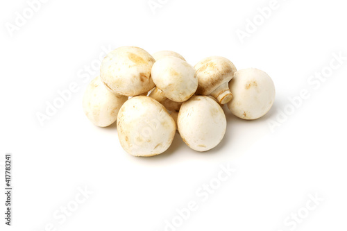 White mushrooms. Champignons isolated on a white