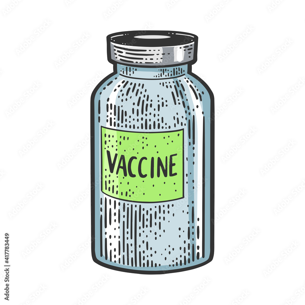 Vaccine bottle sketch raster illustration Vaccine bottle sketch raster illustration