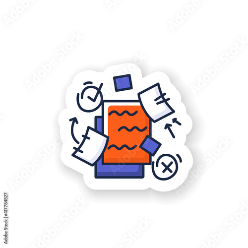 To do list sticker. To do plan with distraction elements badge for designs. Concept of mind focus, time and attention management and distraction ignoring vector emblem