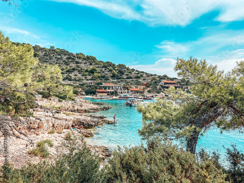 Turquoise bay on the island of Kaprije in Croatia