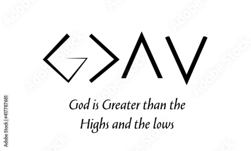God is greater than the highs and lows, Christian Quote for print or use as poster, card, flyer or T Shirt