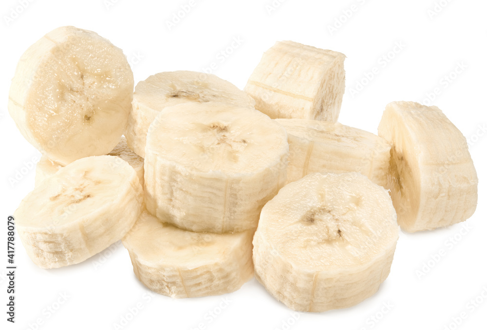 fresh sliced banana isolated on white background. exotic. tropical. clipping path fresh sliced banana isolated on white background. exotic. tropical. clipping path