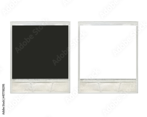 two vintage instant polaroid photo frames in white background ready for use