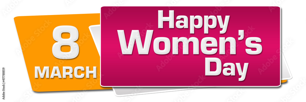 Happy Womens Day 8 March Pink Orange Rounded Horizontal Happy Womens Day 8 March Pink Orange Rounded Horizontal