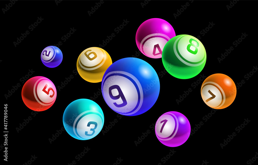 Colorful Lottery Bingo Balls From 1 to 9 Isolated on Black Background Colorful Lottery Bingo Balls From 1 to 9 Isolated on Black Background