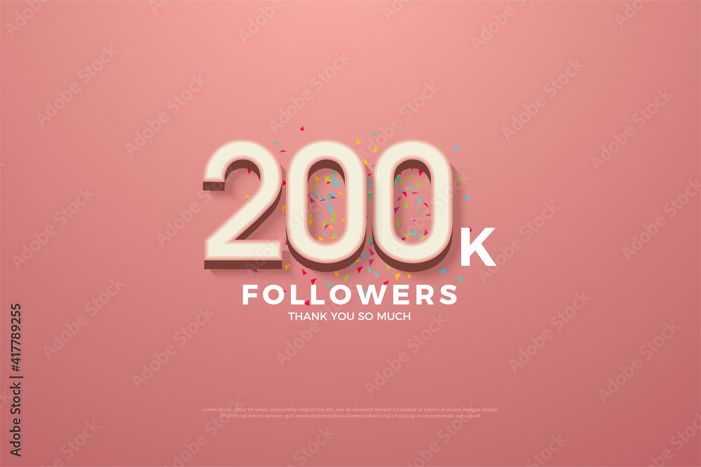 200k followers with illustrated numbers.