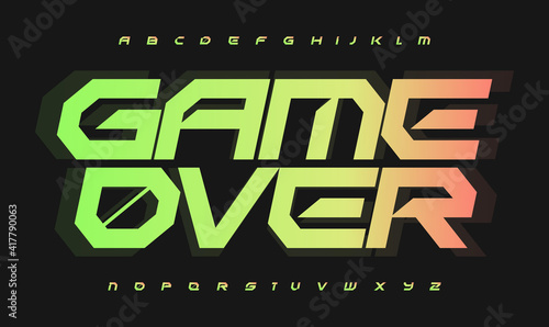 Robotic technology style alphabet. Futuristic Geometric font for modern innovation design, futuristic logo, headline, monogram, creative lettering and typography in game or cinema. Vector typographic.