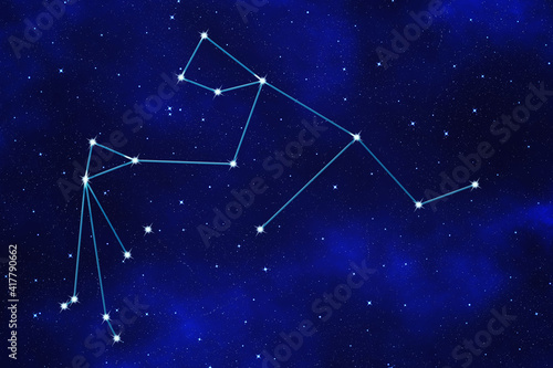 Starfield background of zodiacal symbol "Aquarius"