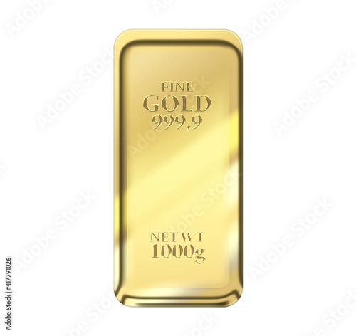 1kg gold bar isolated on a white background with clipping path photo