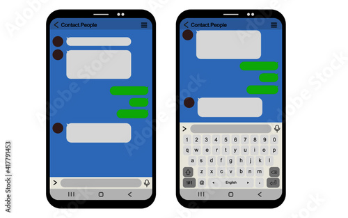 vector chatting screen with keyboard in mobile communication illustration