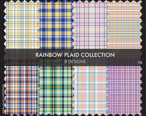 Rainbow Plaid Seamless Pattern Collection