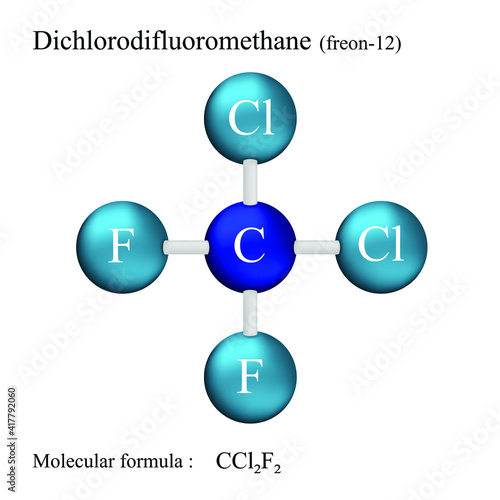 Lewis structural formula of Dichlorodifluoromethane (freon-12) , molecular formula