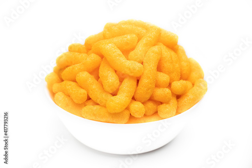 cheese puffs in a white bowl, Cheese Doodle Day, crisp 