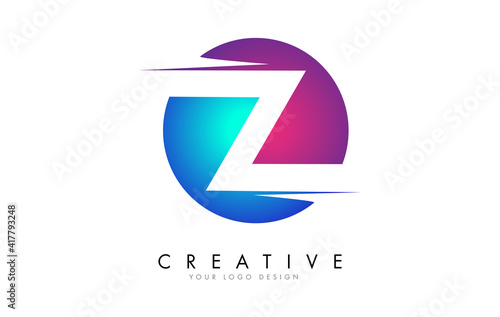 Free Download Colorful Z Letter Logo Design with a Creative Cuts and Gradient Blue and Pink Rounded Background. - GFXLoad