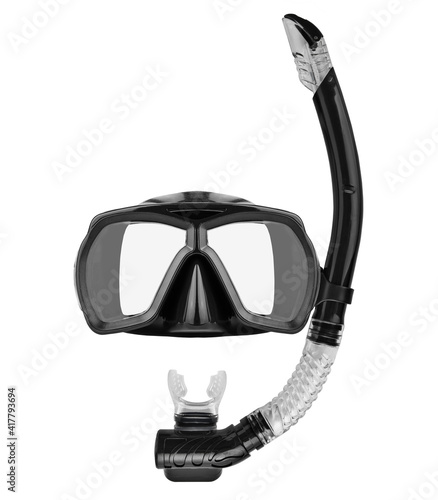 Tube for diving (snorkel) and mask isolated on white background