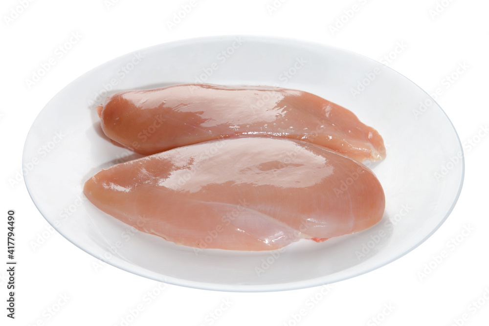 Chicken fillet on a white plate Chicken fillet on a white plate