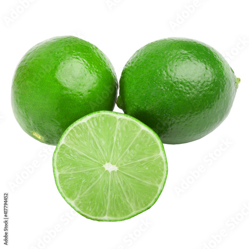 Limes isolated on white background