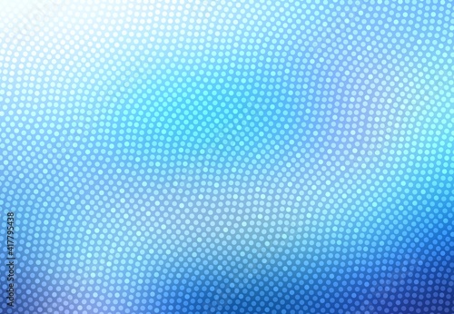 Fantastic blue spectrum gradient background decorated shimmering dot lines wavy pattern.
