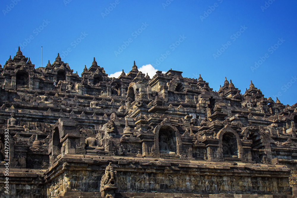 Stupa, Heritage Buddhist temple Borobudur complex in Yogyakarta in Java island, Indonesia