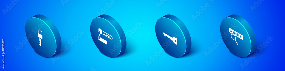 Set Isometric Locked key, Key, Password protection and Marked icon. Vector. Set Isometric Locked key, Key, Password protection and Marked icon. Vector.
