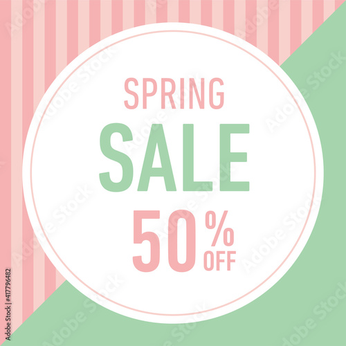 Spring sale 50 off banner 春のセールのバナー