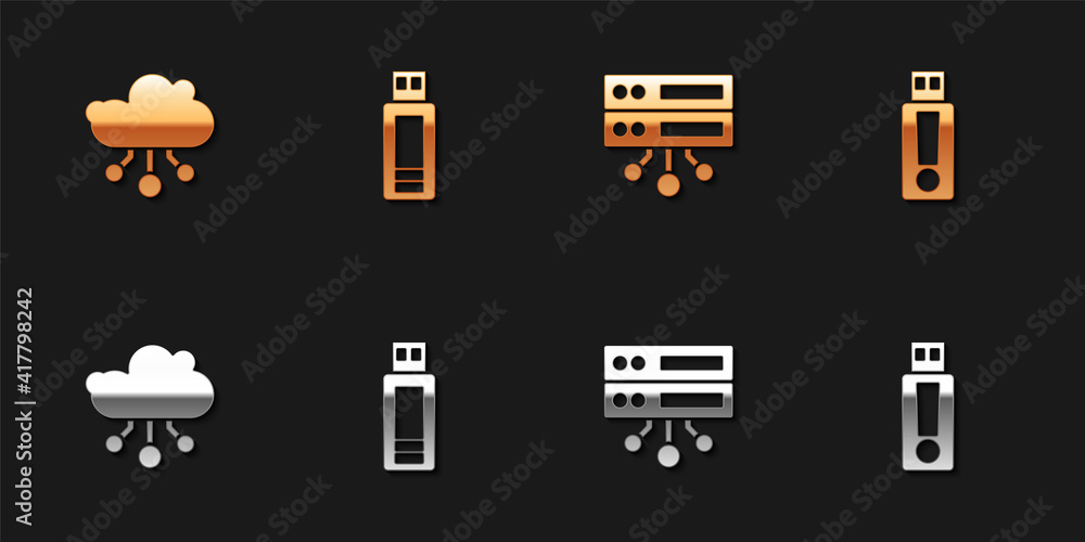 Set Internet of things, USB flash drive, Server, Data, Web Hosting and icon. Vector. Set Internet of things, USB flash drive, Server, Data, Web Hosting and icon. Vector.
